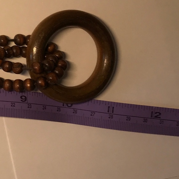 Brown Wooden Bead & Hoop Necklace - Picture 5 of 5
